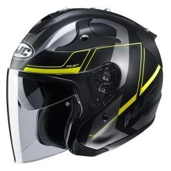 Doppelvisier Jet Helm Aus HJC Faser FG-JET KOMINA MC4HSF Matt Schwarz Gelb
