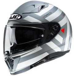 Full Face Doppelvisier Motorradhelm HJC I70 WATU MC1 Grau Weiß