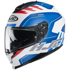 Integralhelm Doppelvisier Motorrad HJC C70 KORO MC21SF Weiß Blau Rot Matt