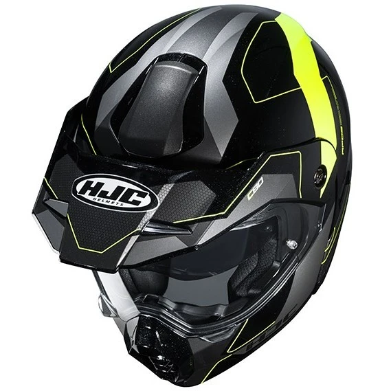Touring Modularer Motorradhelm HJC C80 ROX MC4H Schwarz Gelb Fluo 4 Touring Modularer Motorradhelm HJC C80 ROX MC4H Schwarz Gelb Fluo – Bild 2